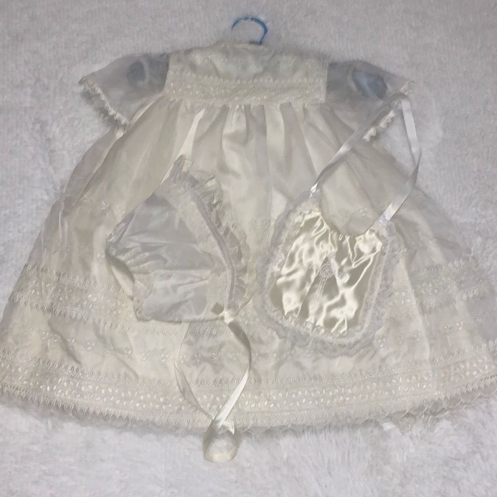 Vintage Sheer Chiffon Double Layered Christening Gown XL 2T